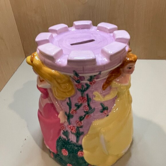 Disney Princess Ceramic Castle Coin Bank Featuring Belle Cinderella & Aurora Mul - Picture 3 of 11